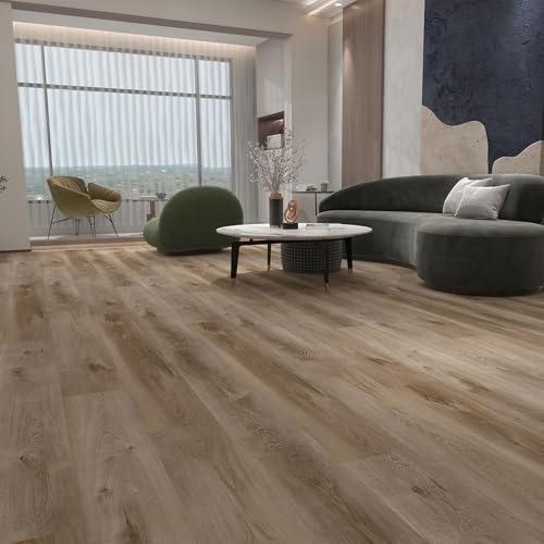 Interlocking Luxury Vinyl Flooring Wood-Look Planks SPC Rigid Core Waterproof Hickory Q852539