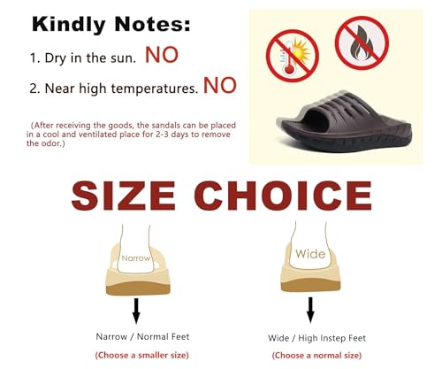 KuaiLu Men's Recovery Sandals Orthotic Cushion Open Toe Sport Slides D332788