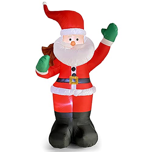 COOLWUFAN 6 FT Christmas Inflatables Santa Claus with Gifts Bag, LED Lights Outdoor Yard Decoration T979