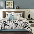 Madison Park Quincy Cozy Comforter Nature Scenery Design - All Season Bedding, Matching Bed Skirt, Decorative Pillows, Quincy, Leaf & Bird Khaki King(104"x92") 7 Piece