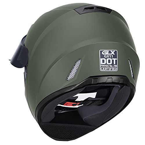 GLX GX11 Compact Motorcycle Helmet Matte Black Large Full Face Tinted Visor DOT Q2653
