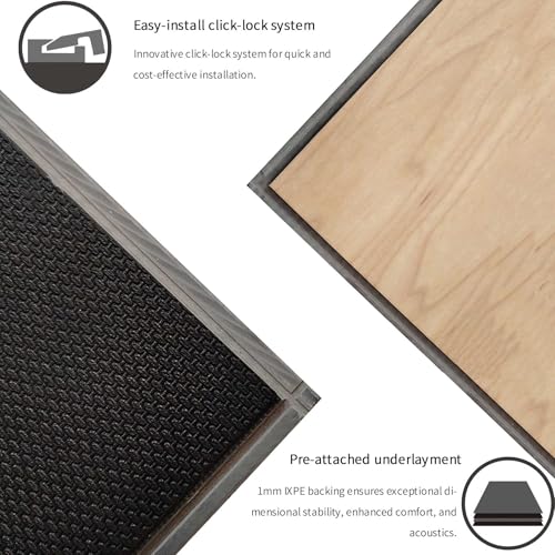 Interlocking Luxury Vinyl Flooring Wood-Look Planks SPC Rigid Core Waterproof Hickory Q852539