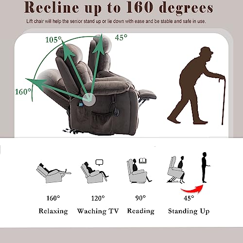 Power Lift Chair Recliner with Massage and Heat for Adults, Dual Motor H2507