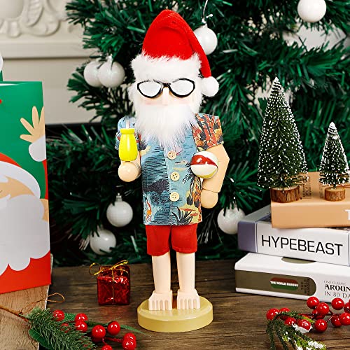Joliyoou Christmas Nutcracker Figures 14 Inch Wooden Santa in Hawaii Decor C87534