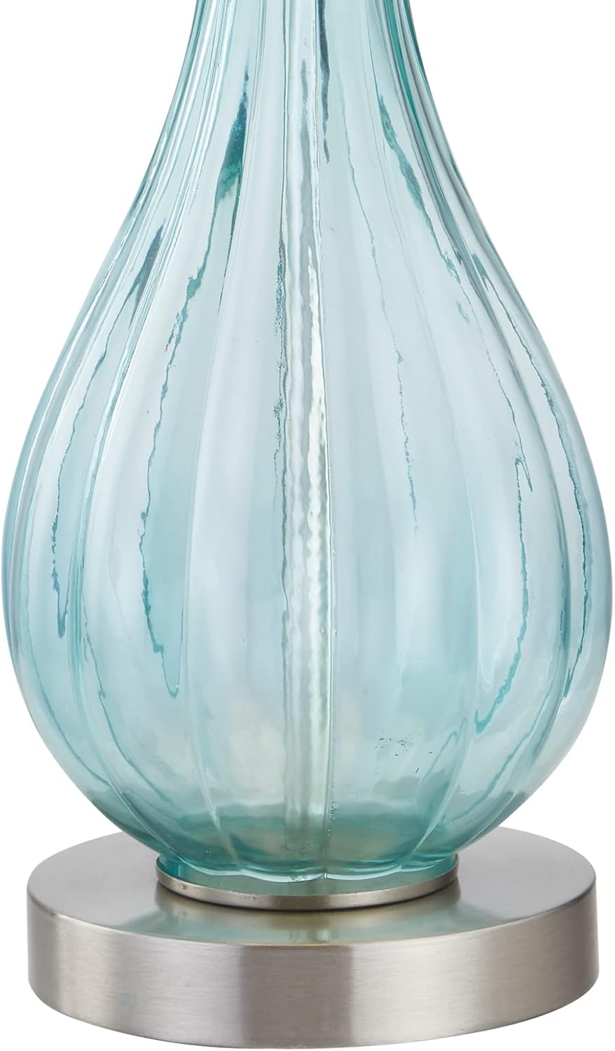 Maxax Coastal Glass Table Lamps Set of 2, Blue Bedside Lamps with White Shade H247715
