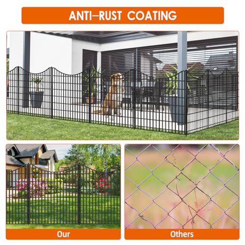 18 Panels No Dig Decorative Garden Fence with Gate, Rustproof Metal, 33in H I585