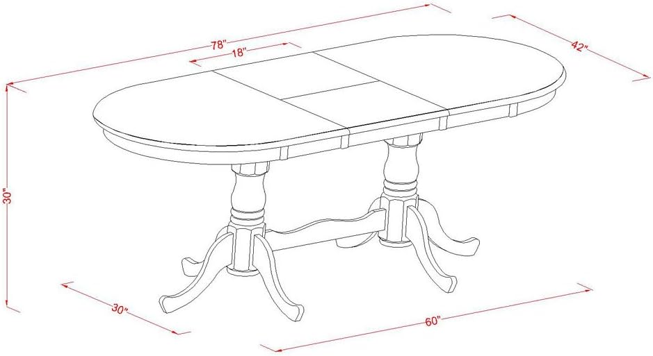 East West Furniture PLNI7-BCH-W 7 Piece Dining Set with Oval Table and 6 Chairs J5840