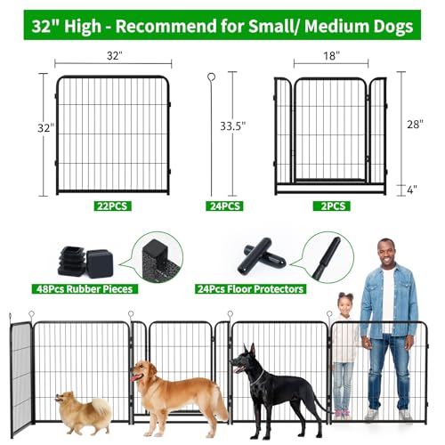 Dog Playpen Outdoor Extra Wide 12 Panels Heavy Duty 40" Height with Doors Portable G77703
