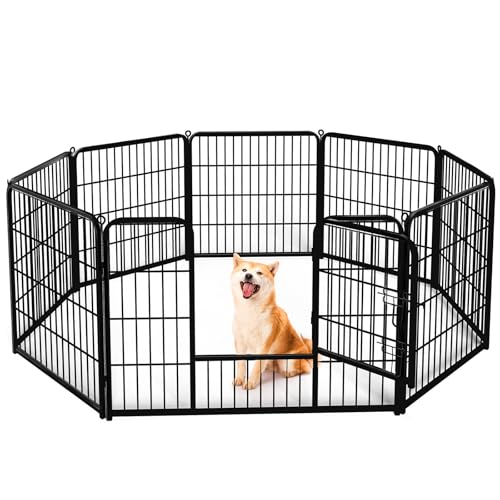 Sweetcrispy Dog Playpen Indoor - 8 Panel Metal Pet Fence with Doors for Small/Medium Pets R262216