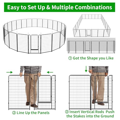 Dog Playpen Outdoor Extra Wide 12 Panels Heavy Duty 40" Height with Doors Portable G77703