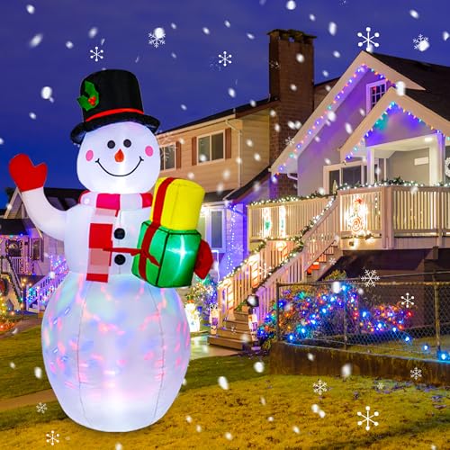 COOLWUFAN 6 FT Christmas Inflatables Santa Claus with Gifts Bag, LED Lights Outdoor Yard Decoration T979