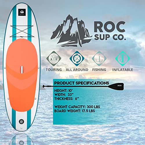 Roc Inflatable Stand Up Paddle Board with Premium Accessories, Wide Non-Slip Deck A34223