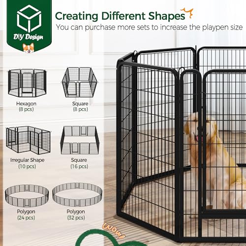 Yaheetech Dog Playpen Outdoor 40 Inch 8 Panels Metal Pet Fence I4784