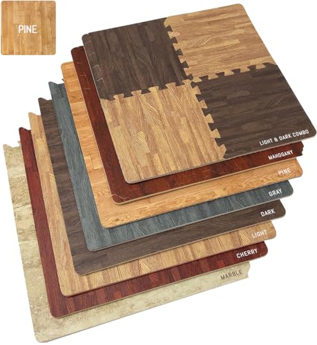 Sorbus Wood Grain EVA Interlocking Floor Mats with Borders J287
