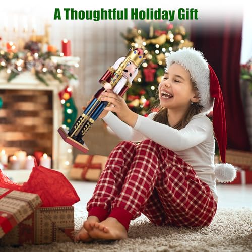 King Nutcracker Figures, 15 Inch Wooden Christmas Nutcracker with Scepter Y741824