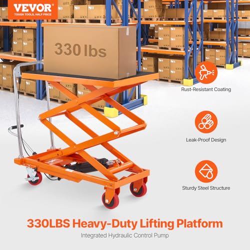 VEVOR Electric Lift Table 330 lbs Capacity, Height Adjustable, Black Y3219