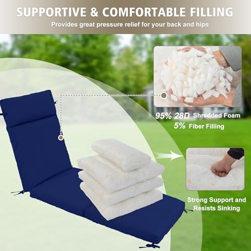 Chaise Lounge Cushion 72x21x3 Inch Set of 2 Outdoor Patio Cream B783089