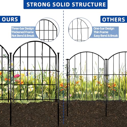 26 Pack Decorative Garden Fence, 22in x 28ft Arched No Dig Border, Rustproof Metal Animal Barrier N93965
