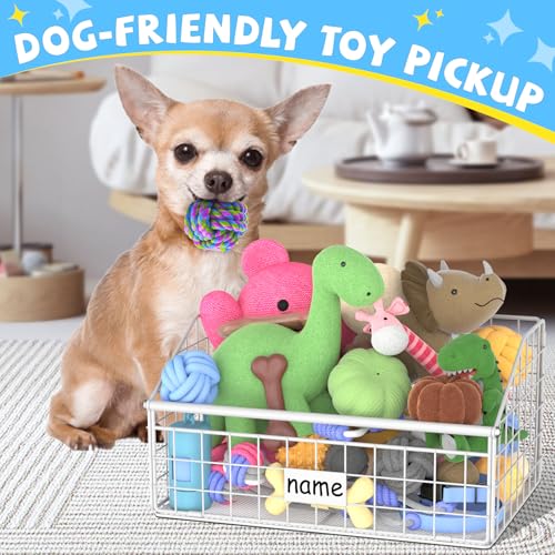 Dog Toy Storage Basket, Metal Toy Box for Dogs, Black D40281