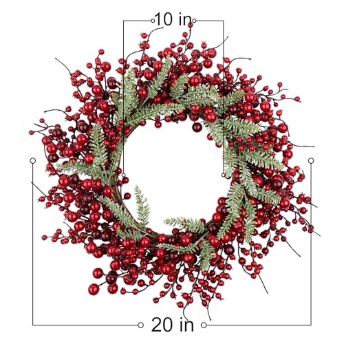 20 Inch White Christmas Wreath with White Berry Fir Pine Needle F528