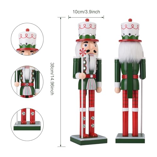 Wooden Christmas Soldier Nutcracker Decorations 15 Inch Green P2656