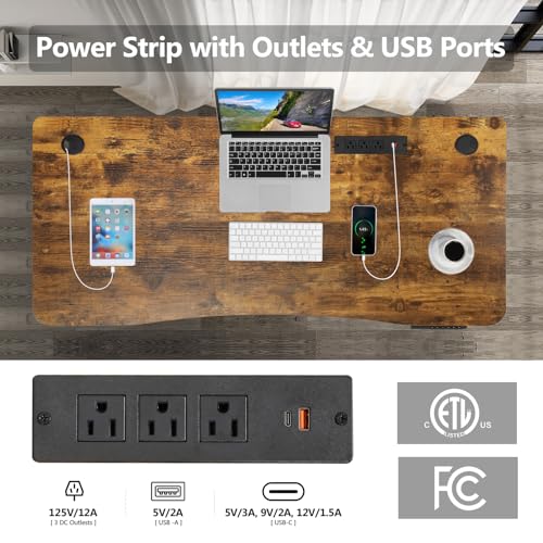 Electric Standing Desk with Charging Station, Oak W842676