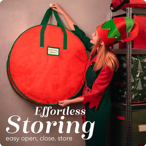 Handy Laundry Christmas Wreath Storage Bag - Durable Tarp with Zipper, 30" N271071