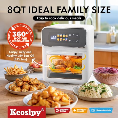 Air Fryer Oven 8Qt, 8 Presets, Crispy Top, Digital Timer, Dishwasher Safe L342813