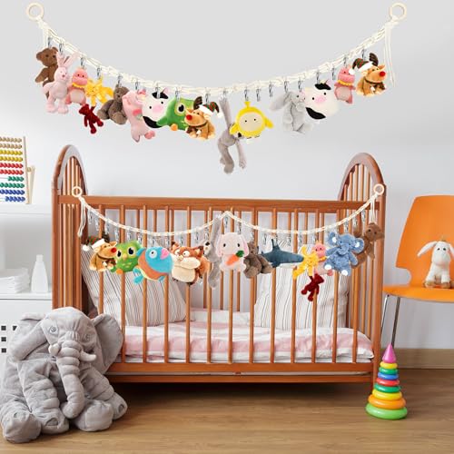 Boho Stuffed Animal Storage Hammock with 40 Metal Clips H369016