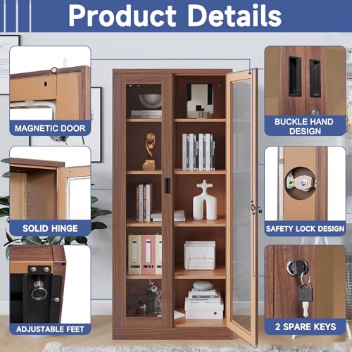 Metal Storage Cabinet with Doors and Shelves, 71" Locking Steel, White L799
