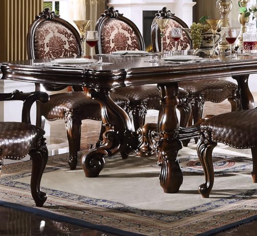9pc Formal Dining Table Set with 6 Side Chairs and 2 Arm Chairs, Bone White K3675