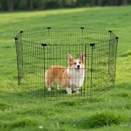 Amazon Basics Foldable Octagonal Metal Dog Playpen, Extra Large, Black G18040