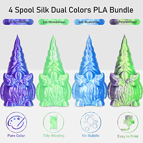 MIKA3D Bicolor Silk PLA 3D Printer Filament Bundle, 1.75mm, 6 Spools V5573