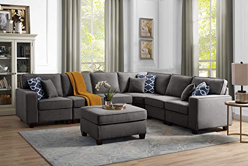 Devion Furniture Modular Seat L Shaped Floor Sofa, Couch for Living, Apartment, Play Room, Airbnb Sectional, Large, Dark Gray