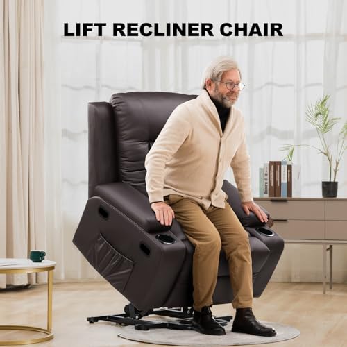 COMHOMA Power Lift Recliner Chair for Elderly Adults with Massage & Heat, Brown J661097