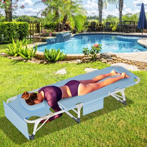 Portable Folding Camping Cot, Adjustable Reclining Chaise with Pillow U54731