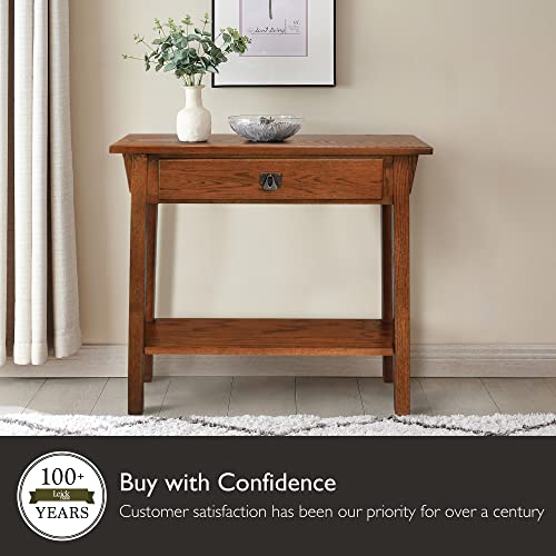 Leick Home 8233 Mission Console Table, Solid Wood, Medium Oak Finish L774
