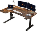 59'' L Shaped Electric Height Adjustable Standing Desk, Sit to Stand Home Office Computer Desk with Black Frame & Rustic Brown Top
