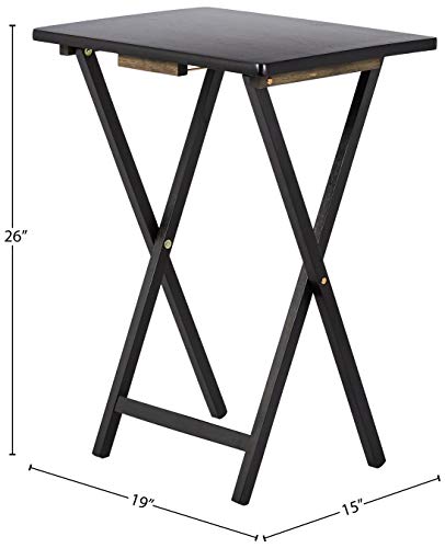 Amazon Basics Portable TV Dinner 4-Pack Folding Tray Table with Storage Rack, Black M404