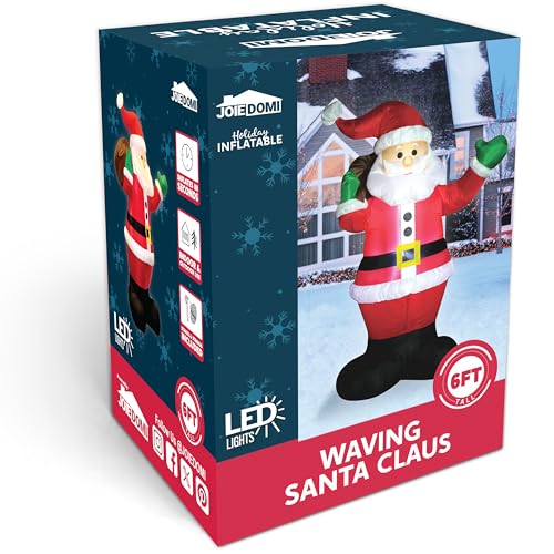 Joiedomi 6 FT Christmas Inflatable Santa with Gift Bag, LED Lights H570