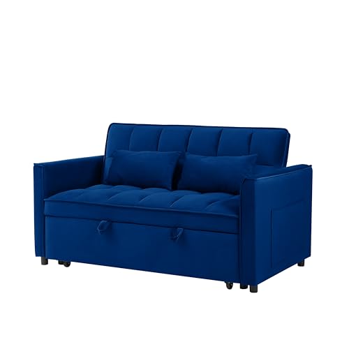 3-in-1 Convertible Velvet Sofa Bed with Adjustable Back, Storage Bag and Pillow G466