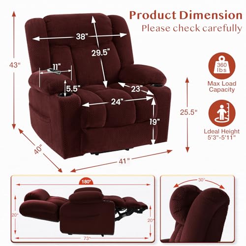 Power Lift Recliner Chair for Elderly with Heat and Massage, Grey R7895