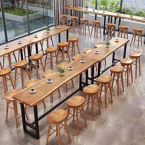 Solid Wood Bar Table with Footrest, Live Edge, 55.1" Natural K830349