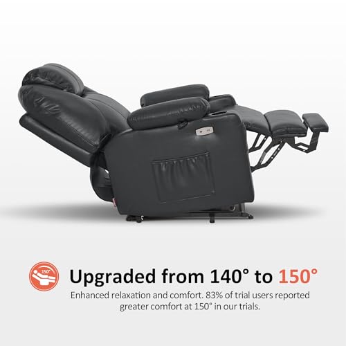 MCombo Power Lift Recliner Chair for Elderly with Heat and Massage, Faux Leather, Black V60394
