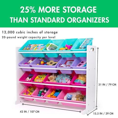 Humble Crew Supersized Toy Storage Organizer with 16 Removable Bins, Grey/White D772791