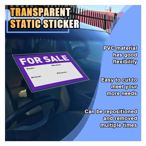 Car Windshield Sticker Decals with Squeegee, 6.3x6.3 Inch, 6 Sheets I336