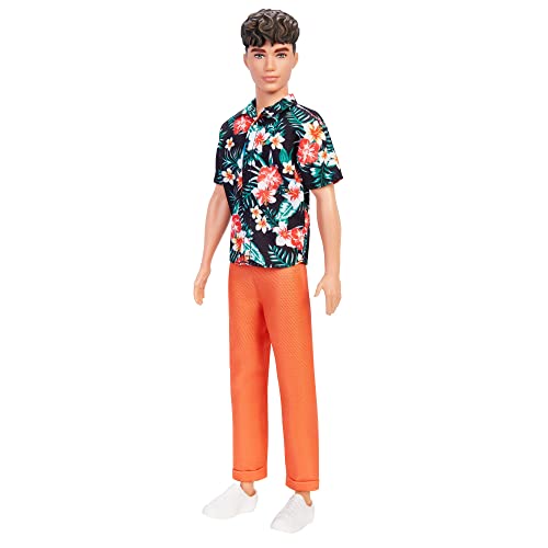 Barbie Fashionistas Ken Doll #184 with Hawaiian Shirt and Orange Pants F4234