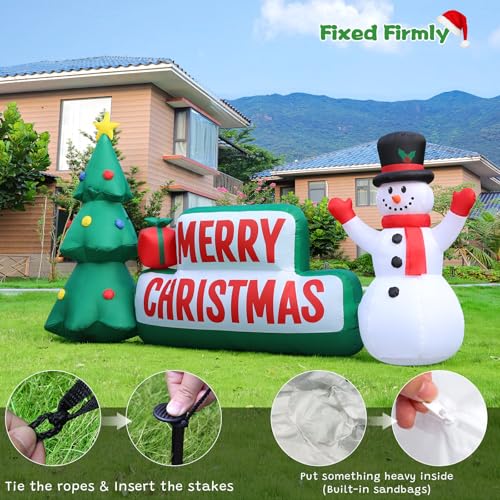 10 FT Christmas Inflatables Snowman Outdoor Yard Decorations with LED Lights C52642