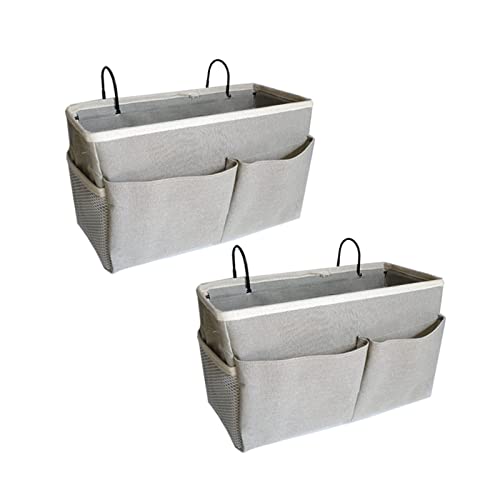 Bedside Caddy, Bedside Hanging Storage Organizer for College Dorm Bed, Bunk and Hospital Beds, Can be Placed Books, Phones,Keys, Glasses，Magazine Holder (Grey, 1)