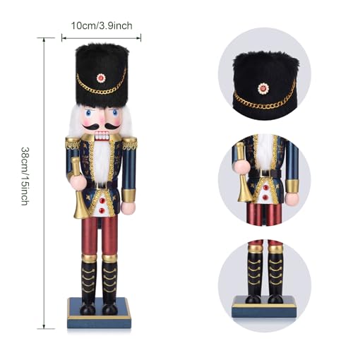 Wooden Christmas Nutcracker Soldier with Bugle, 15 Inch Handcrafted Decor B901